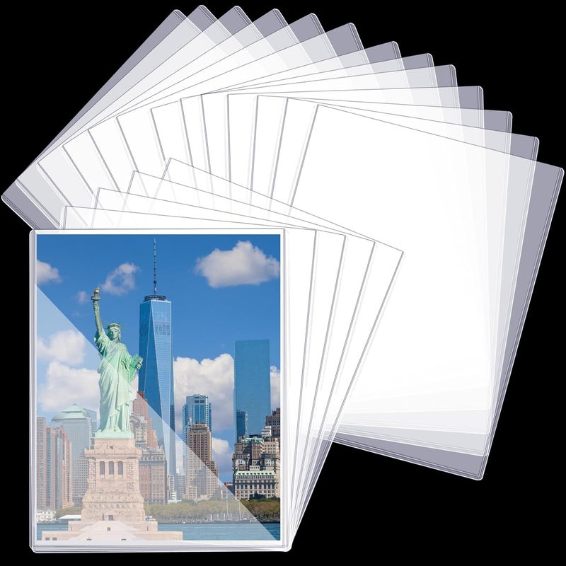 Ysglory 25 Pcs 8 1/2" x 11" Rigid Print Protectors Clear Sheet Protectors Hard Plastic Paper Page Magazine Protectors for Collectors Rigid Top Loaders Document Holder Birth Certificate Protector - Image 1